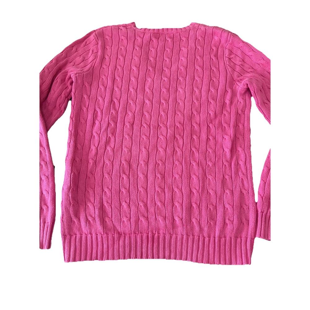 Vintage Ralph Lauren Sport Women's Cable Knit Sweater Size Medium Pink w/yellow - Picture 7 of 13